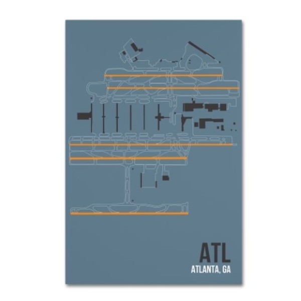Trademark Fine Art 08 Left 'ATL Airport Layout' Canvas Art, 30x47 ALI14870-C3047GG